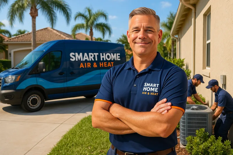 Smart Home Air & Heat owner Chris overseeing new AC installation in Alafaya FL