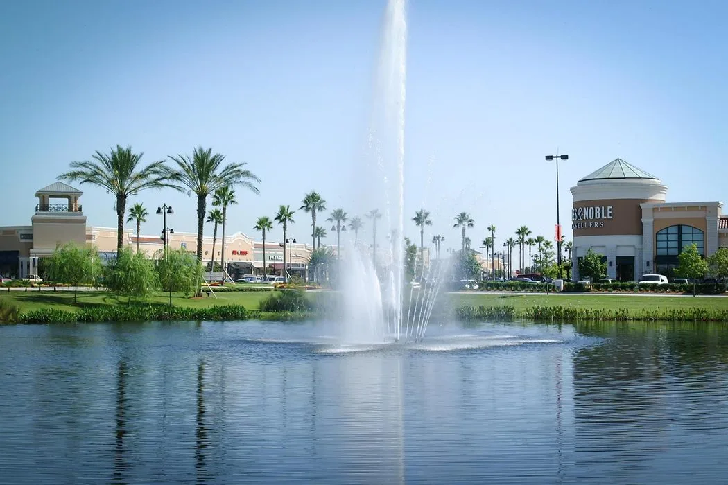 Waterford Lakes Town Center fountain and lake Orlando 32828